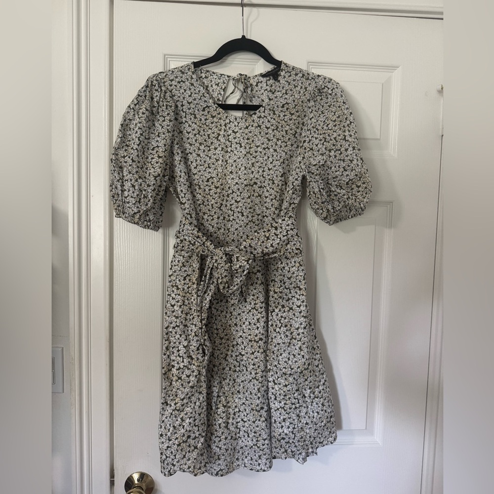 Banana Republic Floral Dress with Puff Sleeves and Sash